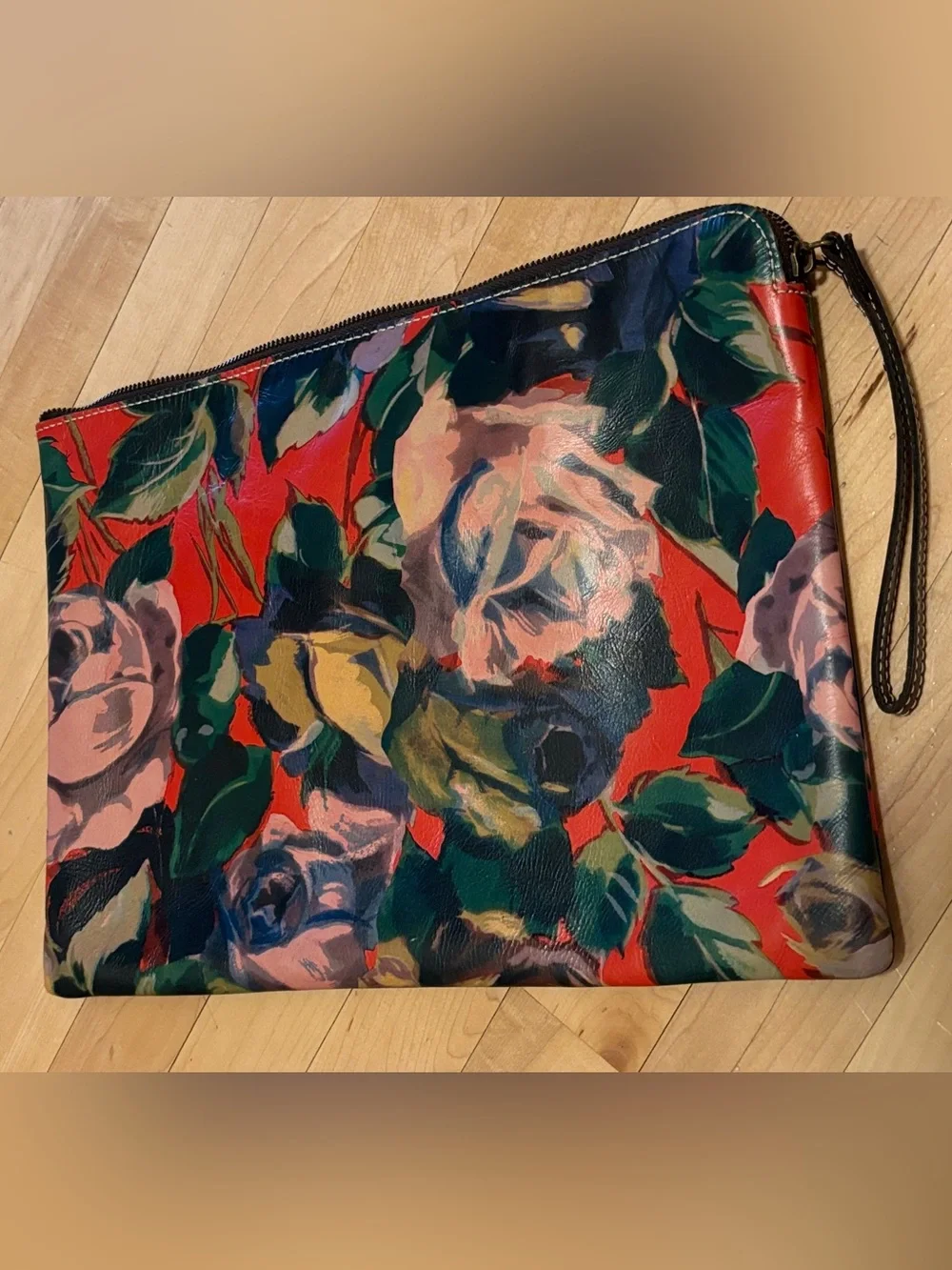 Patricia Nash Braga Leather Large Laptop Bag Clutch Winter Bloom 15” x 10.5”